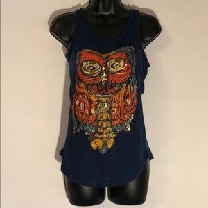 Sequin Embroidered Owl Tank